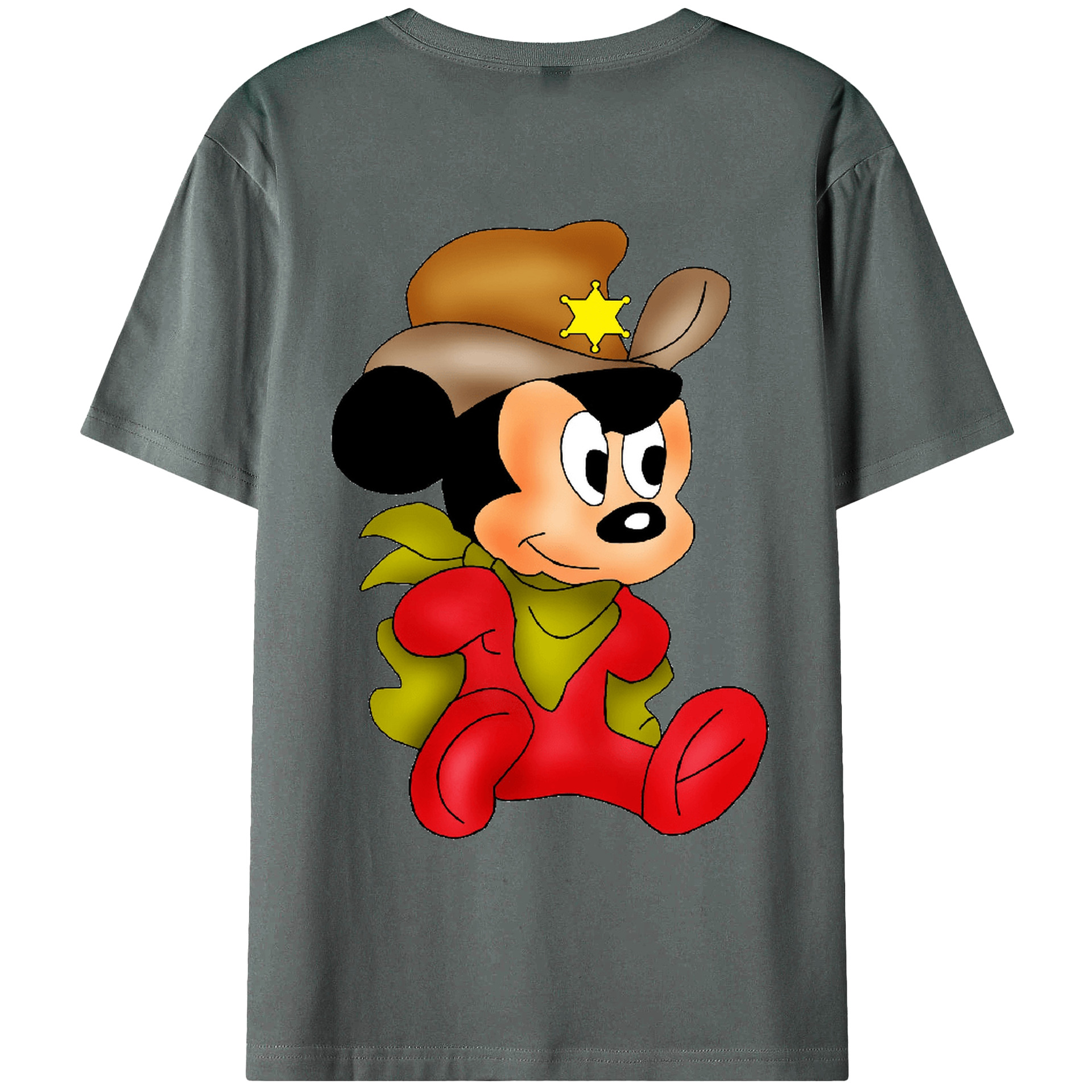 ミッキーマウス Mickey Mouse 綿100％ メンズ半袖Tシャツ（バックプリント） 通気性